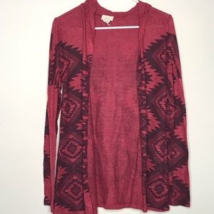 Lashes Aztec Open Front Cardigan Sz L